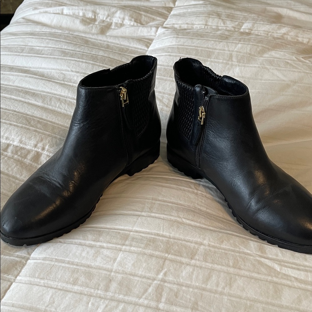 Sudini Black Leather Ankle Boots